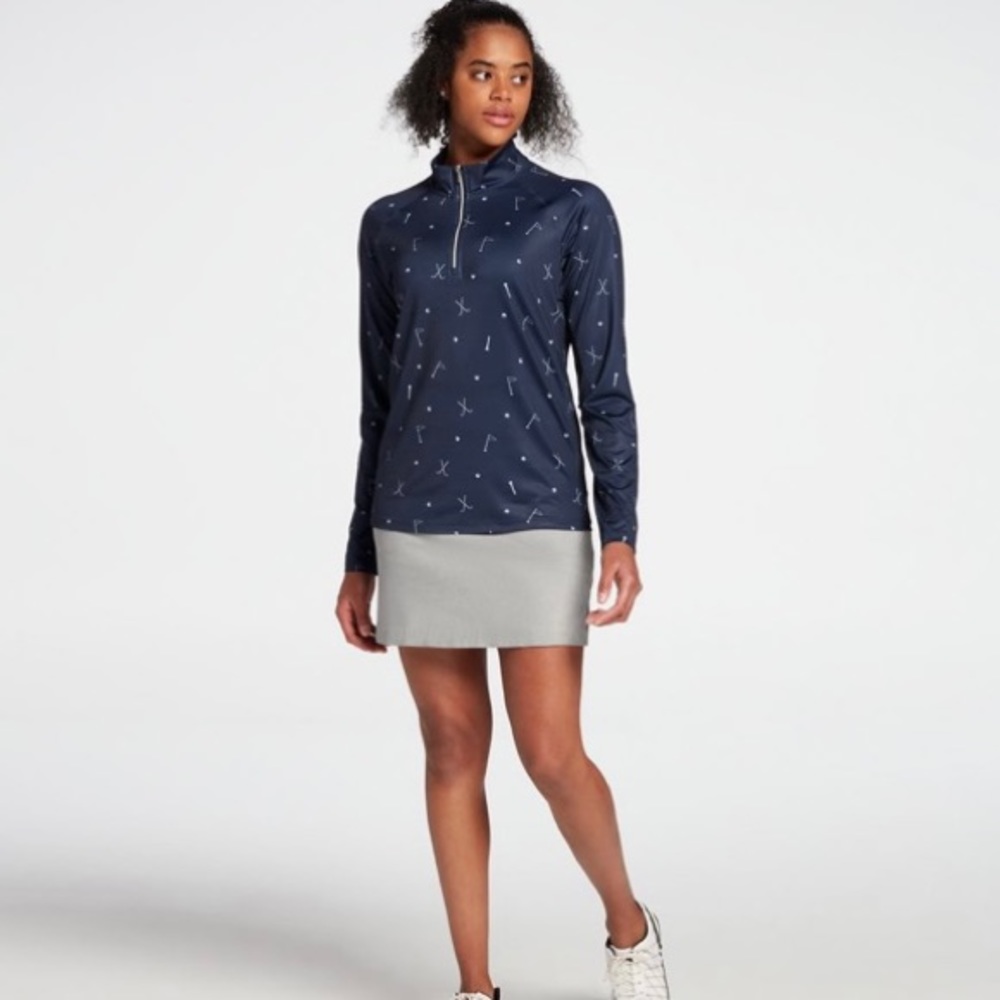 Lady Hagen UV Navy Blue & White Long Sleeve 1/4 Zip Golf Pullover Size XS